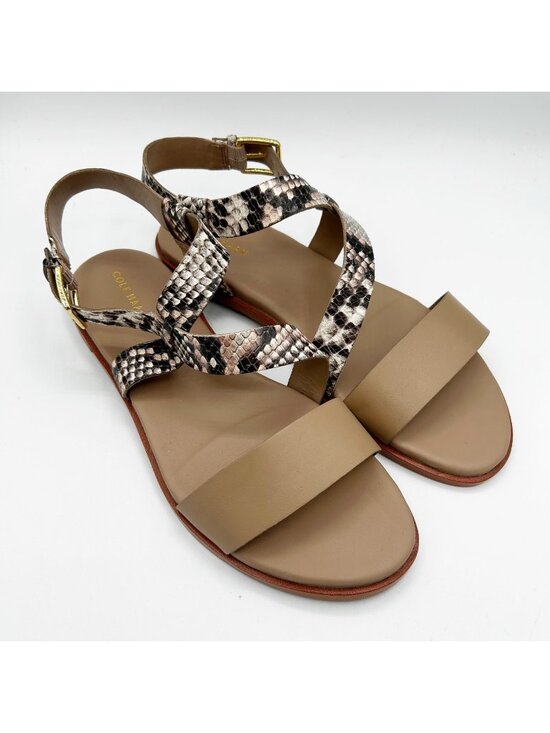 Cole Haan Shoes - Cole Haan Findra Strappy Sandals Snake Print & Taupe Leather Size 7.5 Women's